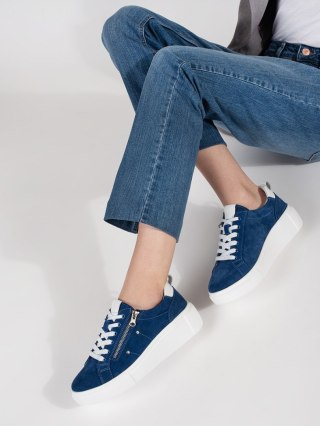 Niebieskie sneakersy na grubej podeszwie - 37