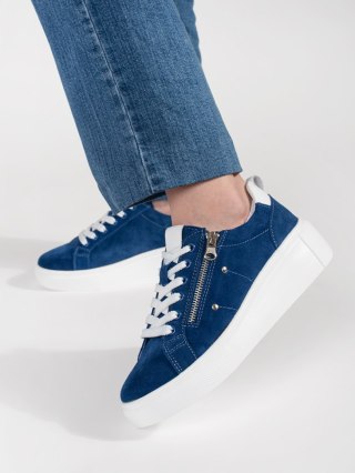 Niebieskie sneakersy na grubej podeszwie - 37