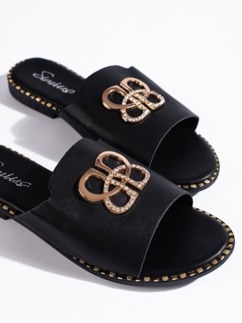 Stylowe czarne klapki damskie - 40 Stylowe czarne klapki damskie - 40