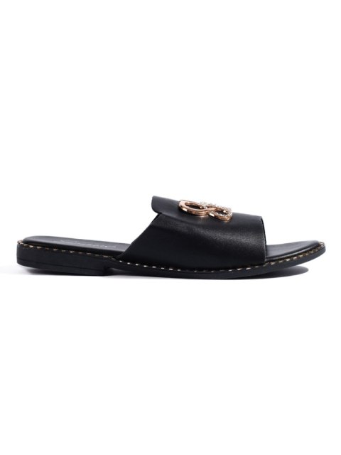 Stylowe czarne klapki damskie - 40 Stylowe czarne klapki damskie - 40
