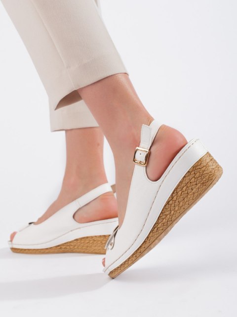 Białe sandały na niskiej koturnie espadryle - 37 Białe sandały na niskiej koturnie espadryle - 37
