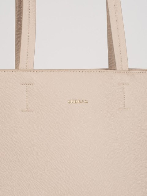 Duża beżowa torebka shopper z ćwiekami - one size Duża beżowa torebka shopper z ćwiekami - one size