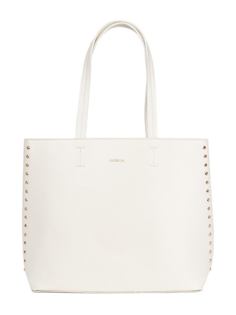 Duża biała torebka shopper z ćwiekami - one size