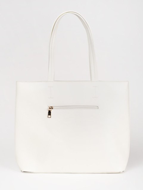 Duża biała torebka shopper z ćwiekami - one size