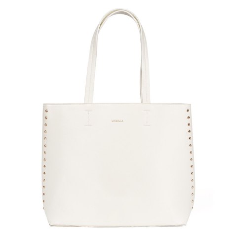 Duża biała torebka shopper z ćwiekami - one size