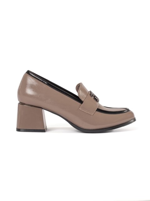 Półbuty na obcasie w kolorze taupe - 40 Półbuty na obcasie w kolorze taupe - 40
