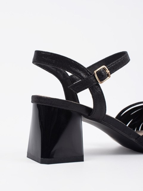 Czarne eleganckie sandały na niskim słupku - 36 Czarne eleganckie sandały na niskim słupku - 36