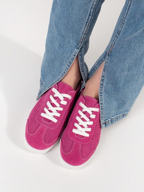 Różowe sneakersy ażurowe ze skóry naturalnej - 38 Różowe sneakersy ażurowe ze skóry naturalnej - 38