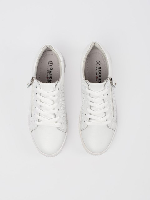Białe sneakersy na platformie ze skóry naturalnej - 36 Białe sneakersy na platformie ze skóry naturalnej - 36