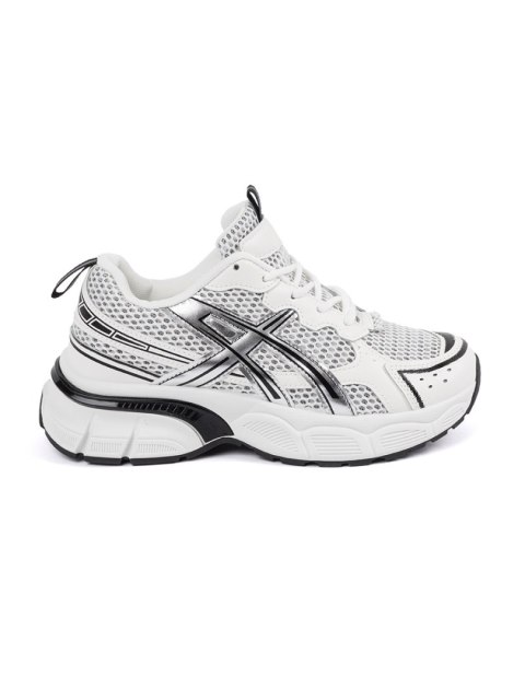 Sportowe sneakersy biało-czarne z siateczką - 38 Sportowe sneakersy biało-czarne z siateczką - 38