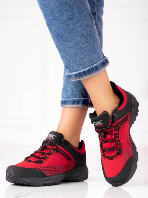 Buty trekkingowe damskie na grubej podeszwie DK czerwone - 39 Buty trekkingowe damskie na grubej podeszwie DK czerwone - 39