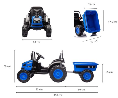 MILLY MALLY 5742 Pojazd na akumulator Traktor z przyczepą Farmer Blue