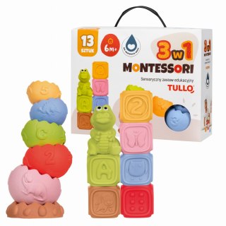 TULLO 612 Klocki sensoryczne, piramida sensoryczna, zwierzątko-zestaw edukacyjny Montessori 13 szt.
