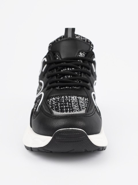Czarne sneakersy damskie z ozdobnymi wstawkami - 41 Czarne sneakersy damskie z ozdobnymi wstawkami - 41