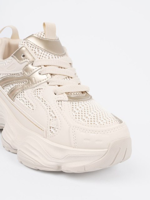 Jasnobeżowe sneakersy na grubej podeszwie - 37 Jasnobeżowe sneakersy na grubej podeszwie - 37