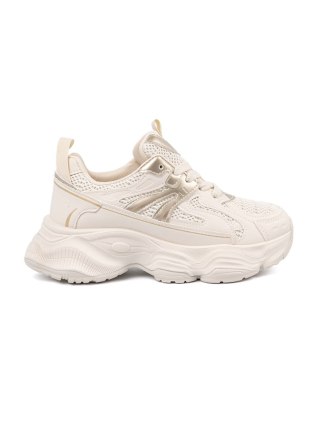 Jasnobeżowe sneakersy na grubej podeszwie - 40