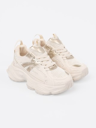 Jasnobeżowe sneakersy na grubej podeszwie - 41