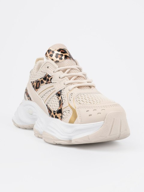 Sneakersy beżowe ze zwierzęcym motywem - 38 Sneakersy beżowe ze zwierzęcym motywem - 38