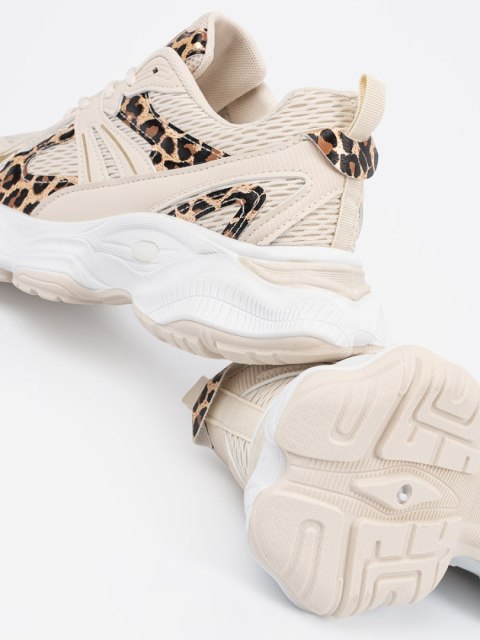 Sneakersy beżowe ze zwierzęcym motywem - 39 Sneakersy beżowe ze zwierzęcym motywem - 39