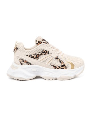 Sneakersy beżowe ze zwierzęcym motywem - 40