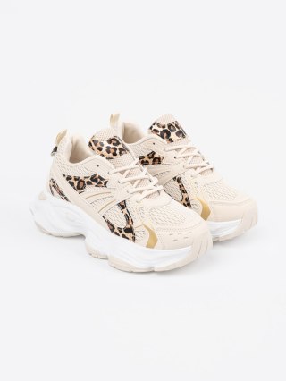 Sneakersy beżowe ze zwierzęcym motywem - 40