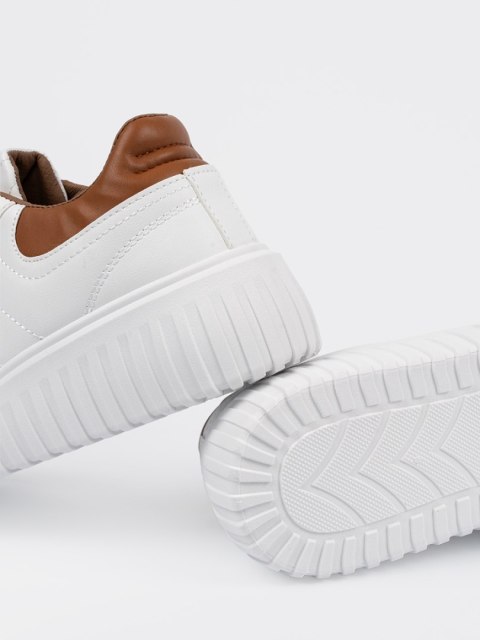 Białe sneakersy brązowymi wstawkami - 37 Białe sneakersy brązowymi wstawkami - 37