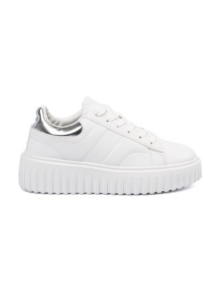 Białe sneakersy ze srebrnymi wstawkami - 38