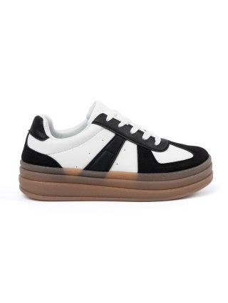 Czarno-białe sneakersy na platformie - 39