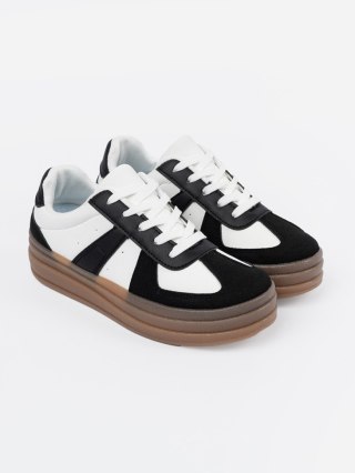 Czarno-białe sneakersy na platformie - 40