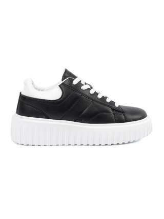 Damskie sneakersy czarne z białymi wstawkami - 37