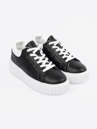 Damskie sneakersy czarne z białymi wstawkami - 37