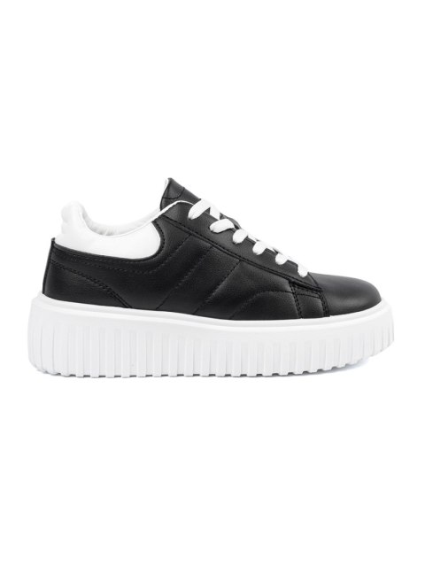 Damskie sneakersy czarne z białymi wstawkami - 38 Damskie sneakersy czarne z białymi wstawkami - 38
