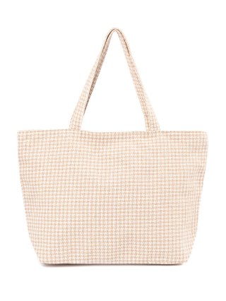 Torba plażowa w beżowo-białą kratkę - one size