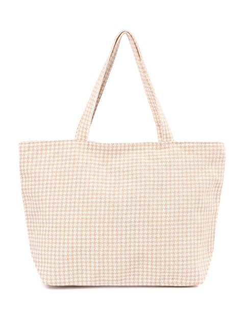 Torba plażowa w beżowo-białą kratkę - one size Torba plażowa w beżowo-białą kratkę - one size