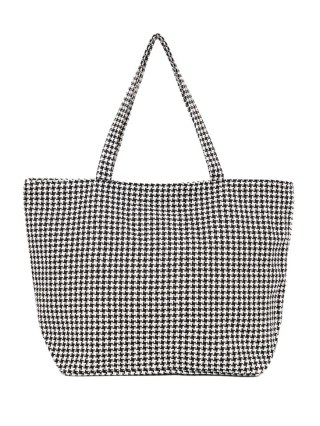 Torba plażowa w czarno-białą kratkę - one size