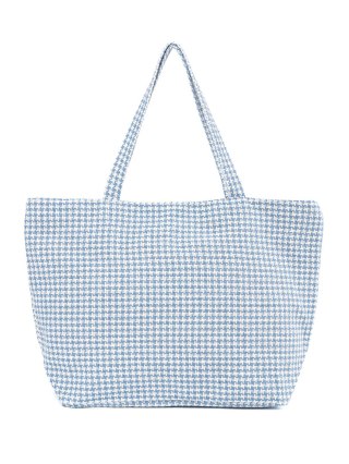 Torba plażowa w niebiesko-białą kratkę - one size
