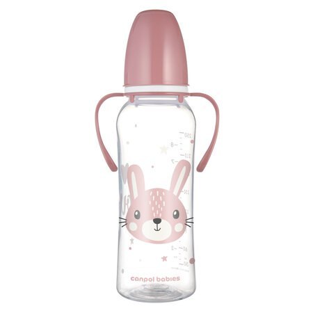 CANPOL 11/845 Butelka standardowa z uchwytami 250ml CUTE ANIMALS różowa CANPOL 11/845 Butelka standardowa z uchwytami 250ml CUTE ANIMALS różowa