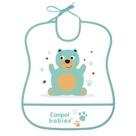 CANPOL 2/919 Śliniak plastikowy miękki - mint bear CANPOL 2/919 Śliniak plastikowy miękki - mint bear