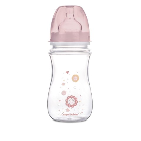 CANPOL 35/217 Butelka szerokootworowa antykolkowa Easystart Newborn Baby 240 ml różowe kwiatki CANPOL 35/217 Butelka szerokootworowa antykolkowa Easystart Newborn Baby 240 ml różowe kwiatki