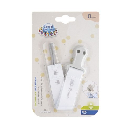 CANPOL 51/025 Tasiemka do smoczka uspokajającego Royal Baby szara CANPOL 51/025 Tasiemka do smoczka uspokajającego Royal Baby szara