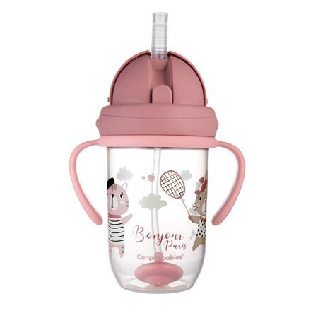 CANPOL 56/607 Kubek niekapek z rurką i odważnikiem 270 ml Bonjour Paris red CANPOL 56/607 Kubek niekapek z rurką i odważnikiem 270 ml Bonjour Paris red