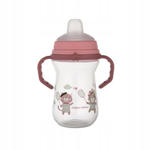 CANPOL 56/613 Kubek z silikonowym ustnikiem FirstCup 250ml BONJOUR pink CANPOL 56/613 Kubek z silikonowym ustnikiem FirstCup 250ml BONJOUR pink