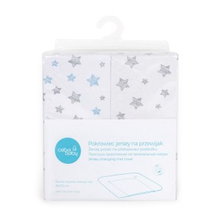 CEBA 849-626-603 Pokrowiec na przewijak miękki 85x72 2szt Grey Stars + Blue Stars* GRATIS składana mata do przewijania 60x40 Row