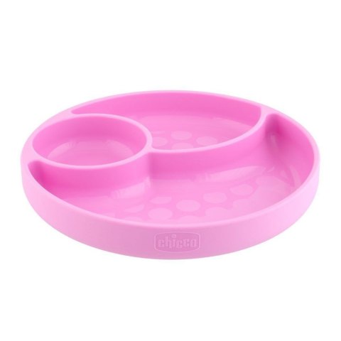 CHICCO 00010216100000 Talerz silikonowy 3-dzielny girl CHICCO 00010216100000 Talerz silikonowy 3-dzielny girl