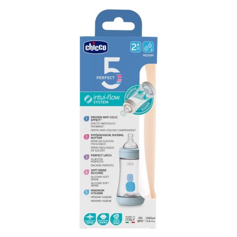 CHICCO 00020223200040 Butelka PERFECT5 240 ml 4m+ boy*