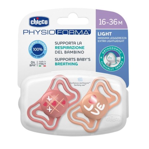 CHICCO 00071039110000 Smoczek PHYSIO LIGHT 16-36M sil 2 szt róż CHICCO 00071039110000 Smoczek PHYSIO LIGHT 16-36M sil 2 szt róż
