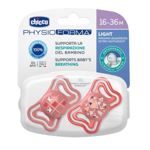 CHICCO 00071039110000 Smoczek PHYSIO LIGHT 16-36M sil 2 szt róż CHICCO 00071039110000 Smoczek PHYSIO LIGHT 16-36M sil 2 szt róż