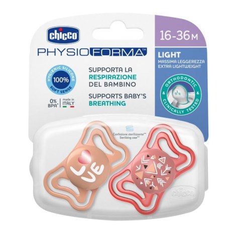CHICCO 00071039110000 Smoczek PHYSIO LIGHT 16-36M sil 2 szt róż CHICCO 00071039110000 Smoczek PHYSIO LIGHT 16-36M sil 2 szt róż