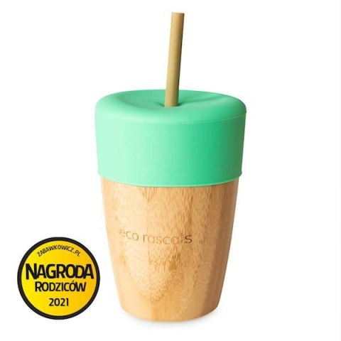 ECORASCALS Kubek bambusowy o pojemności 240 ml z silikonową nakładką kolorze zielonym ECORASCALS Kubek bambusowy o pojemności 240 ml z silikonową nakładką kolorze zielonym