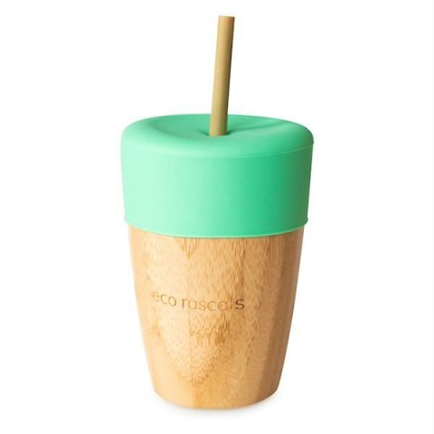 ECORASCALS Kubek bambusowy o pojemności 240 ml z silikonową nakładką kolorze zielonym ECORASCALS Kubek bambusowy o pojemności 240 ml z silikonową nakładką kolorze zielonym